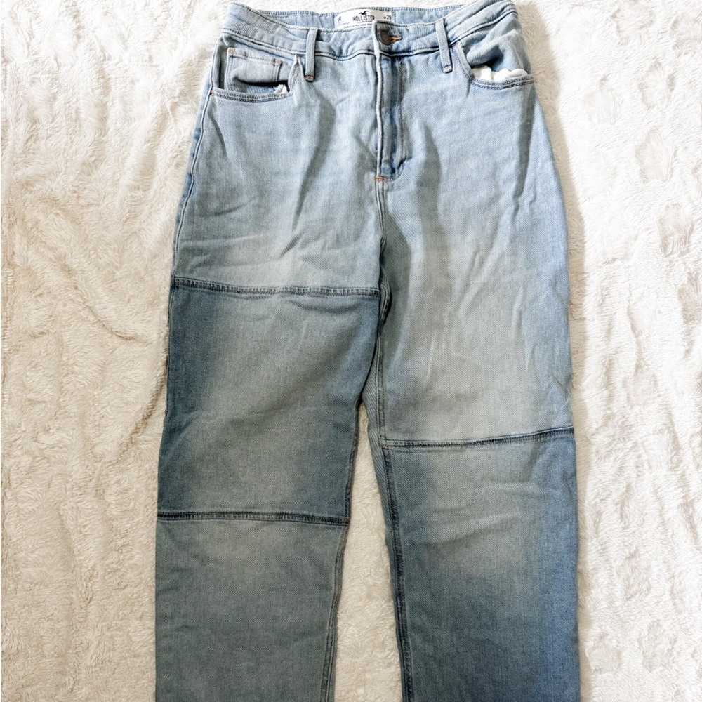 curvy high waisted patchwork dad jeans